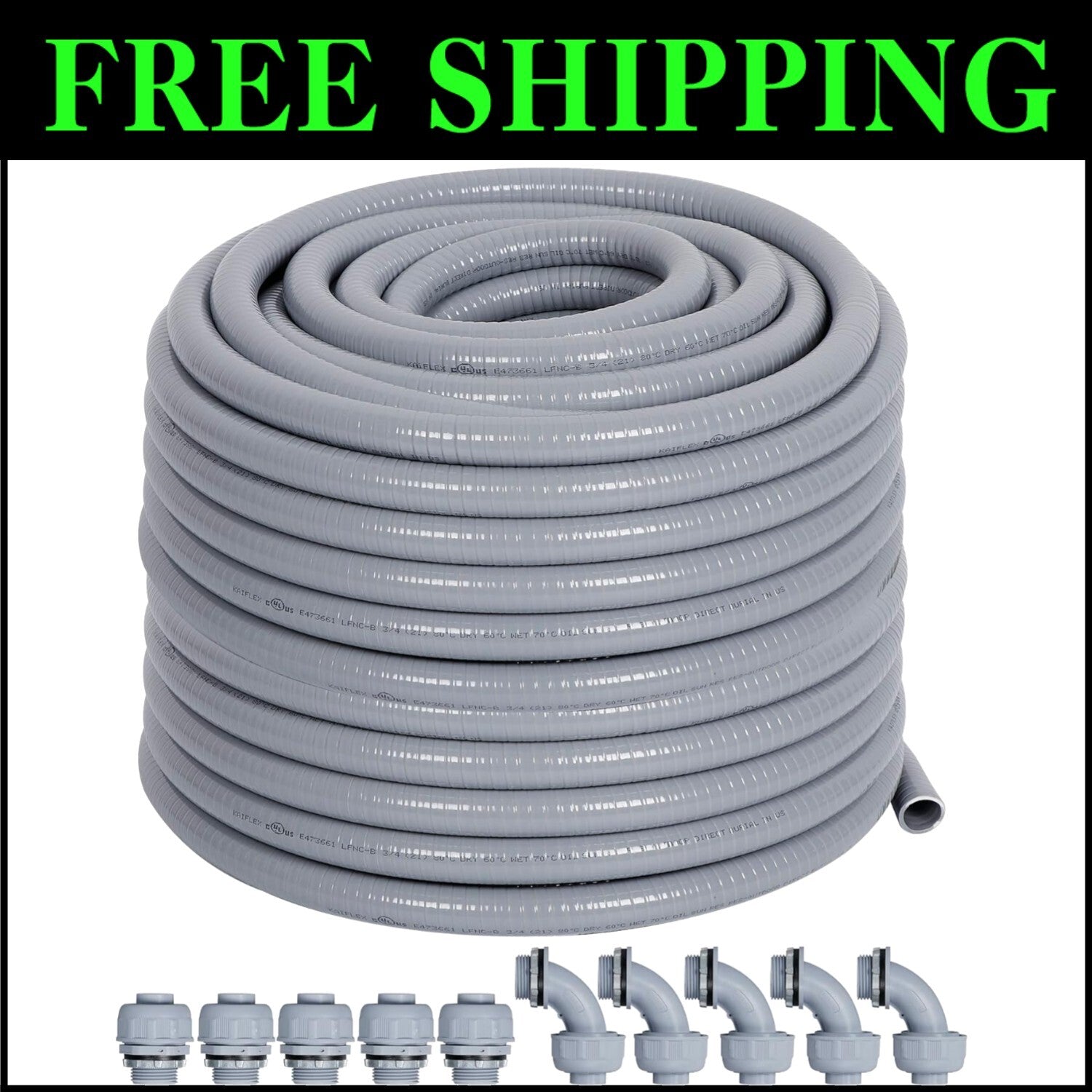 100 ft Liquid-Tight PVC Conduit Kit with Connectors for Safe Electrical Projects