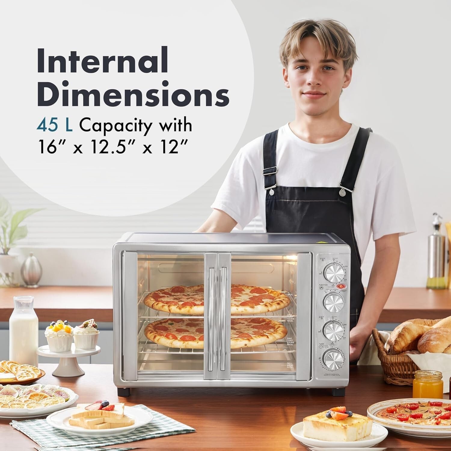 18-Slice French Door Convection Oven - Ultimate Rotisserie & Baking Appliance