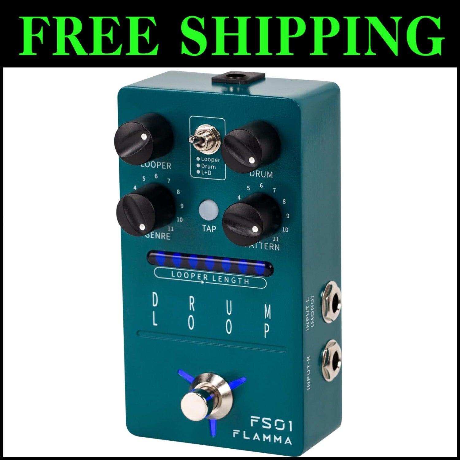 Professional Drum Loop Pedal with 121 Rhythmic Patterns & 20-Minute Capacity