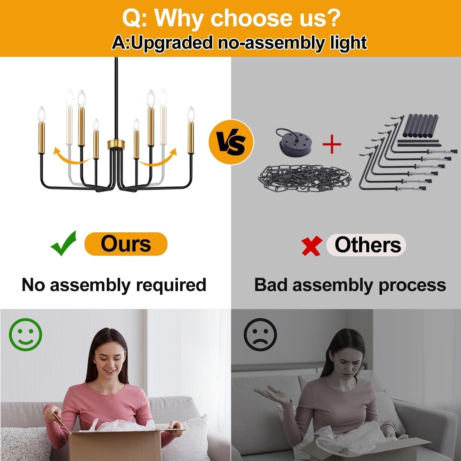 Industrial Black and Gold 6-Light Ceiling Fixture - Easy Install Farmhouse Style