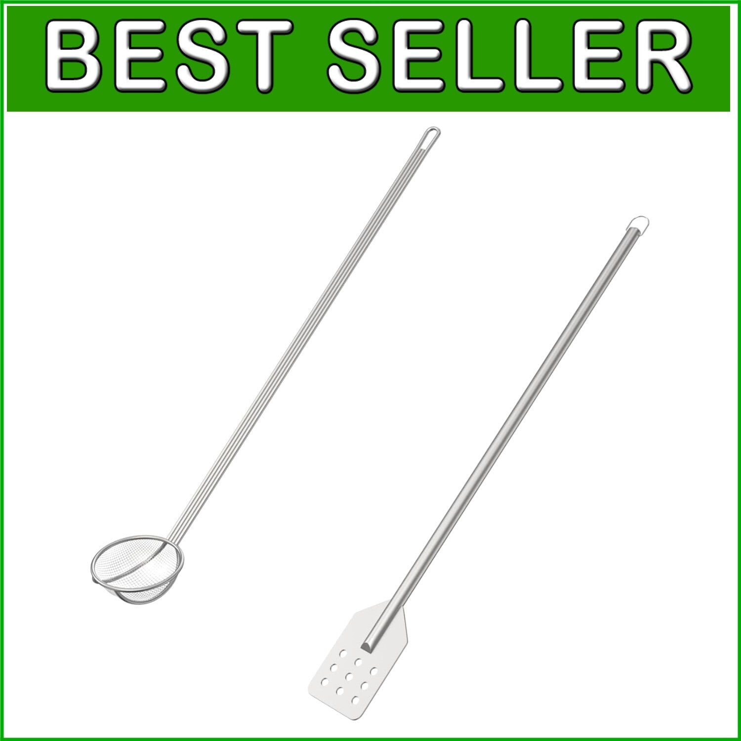 42" Stainless Steel Stirring Paddle & 40" Mesh Skimmer Cooking Set