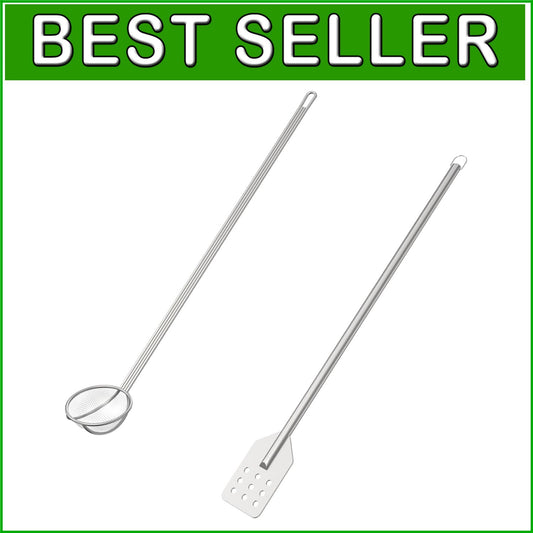 42" Stainless Steel Stirring Paddle & 40" Mesh Skimmer Cooking Set
