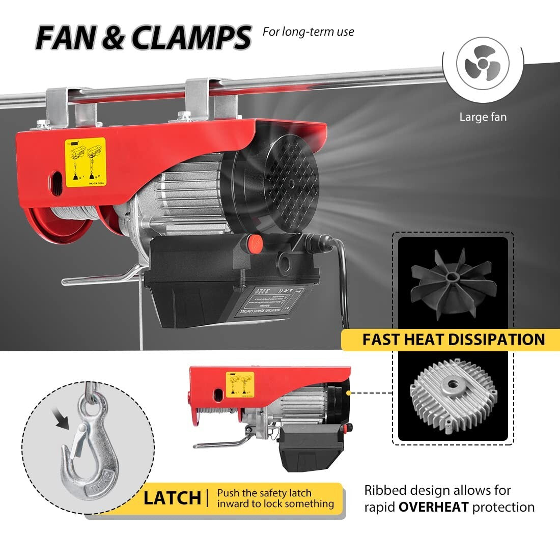 110V Electric Winch with Emergency Stop – 440 lbs Capacity and Wireless Control