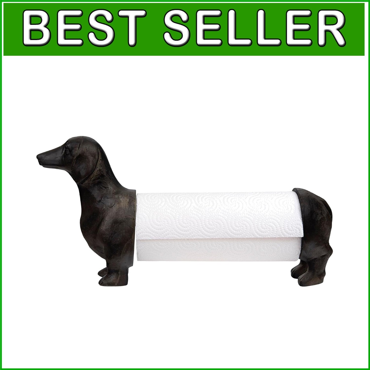 Antiqued Bronze Dachshund Paper Towel Holder - Charming Kitchen Companion