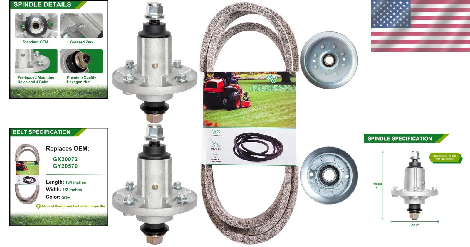 Premium John Deere Deck Rebuild Kit: Spindle & Idler for E140/E150 Series