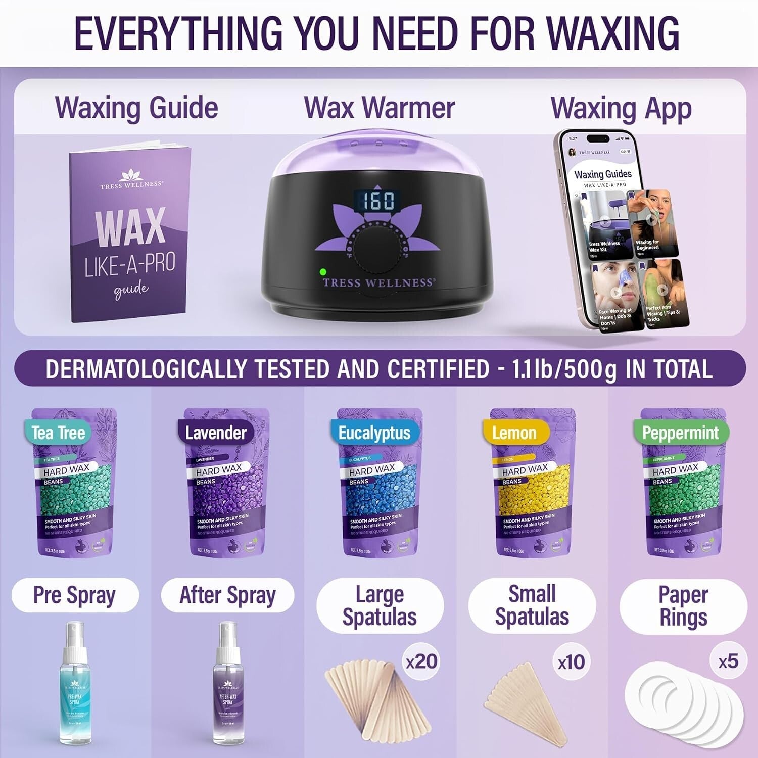 All-in-One Brazilian Waxing Kit for Sensitive Skin - Digital Display & Easy Use