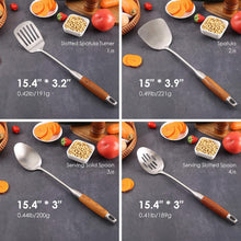 Load image into Gallery viewer, Gifting Delight: Premium 8-Piece Stainless Steel &amp; Wood Utensils Kitchen Set