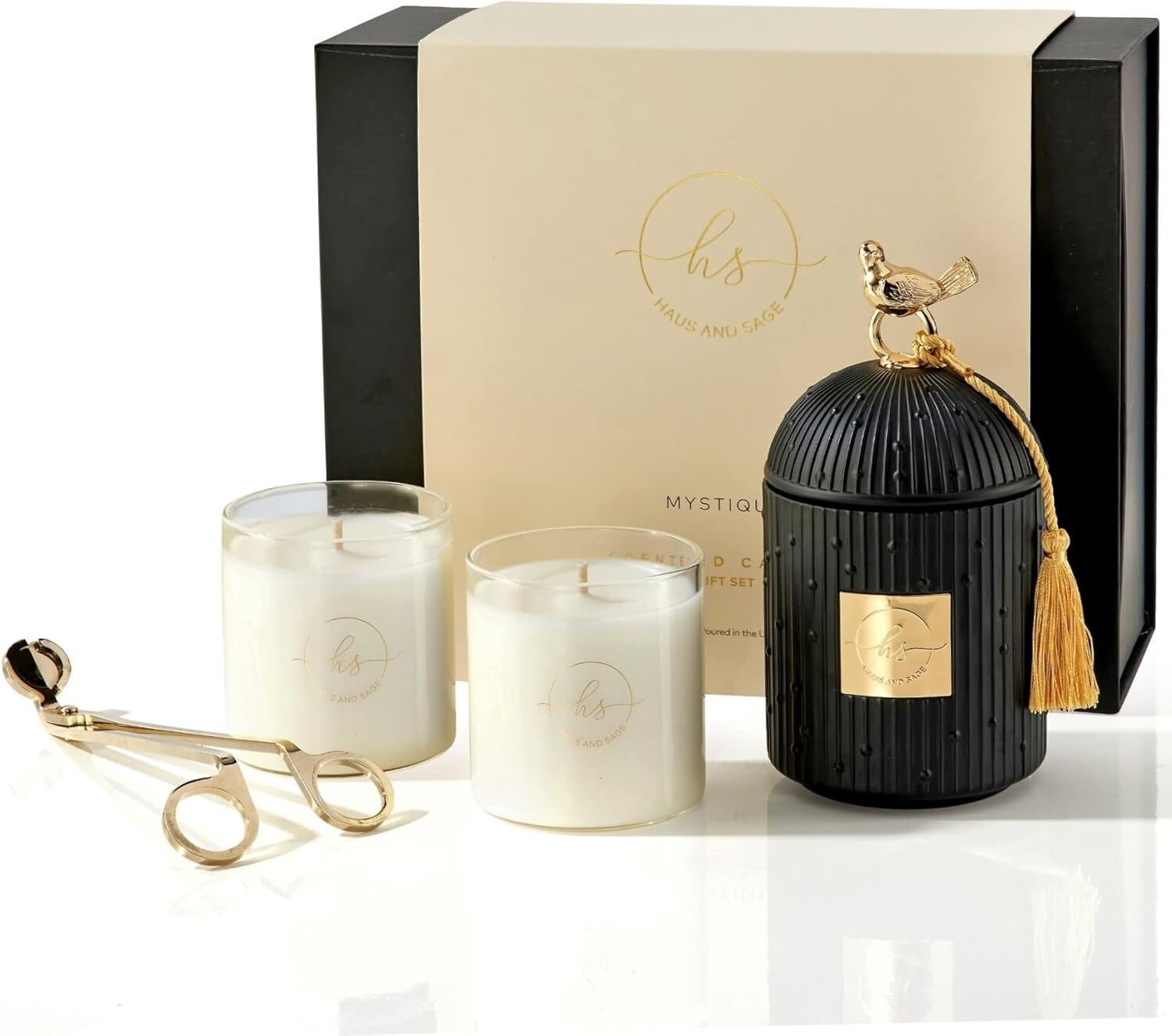 Sustainable Luxury Candle Set with Unique Black Holder - 110+ Hours of Fragrance