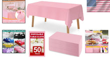 Load image into Gallery viewer, Lightweight Pink Tablecloths - 50 Disposable Covers for Weddings &amp; Picnics