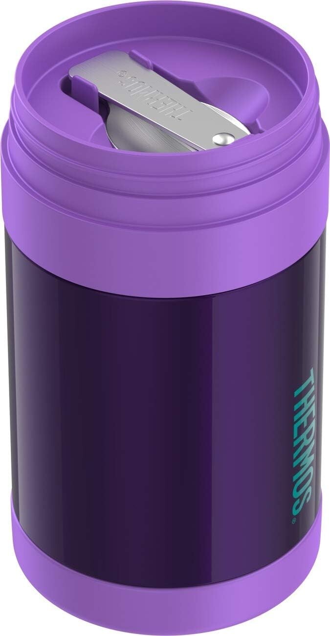 FUNTAINER 16 Ounce Purple Stainless Steel Kids Food Jar with Insulated Design