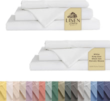 Load image into Gallery viewer, Luxurious 100% Cotton Percale King Size Sheet Set - 8 Pieces, Deep Pocket Design