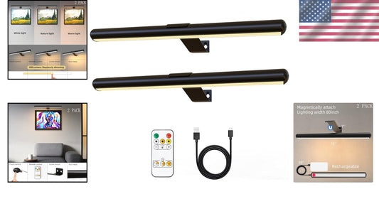 Battery Operated Magnetic Picture Lights with 3 Color Settings & Remote Control