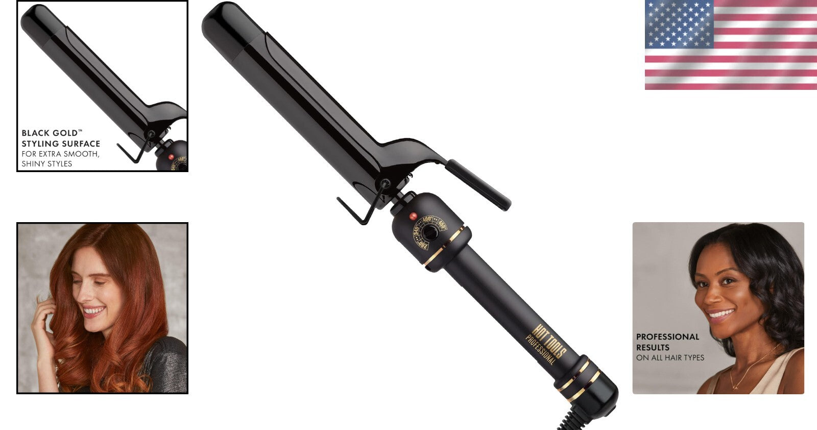 Black Gold Titanium Curling Iron - 1.25 inch for Effortless, Long-Lasting Curls