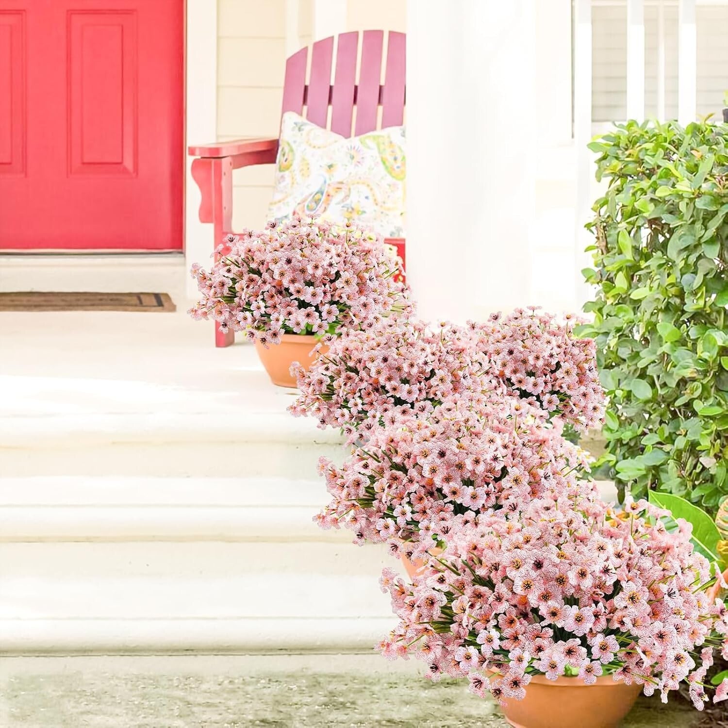 Weather Resistant 72 Bundles Pink Artificial Flowers for Indoor/Outdoor Use