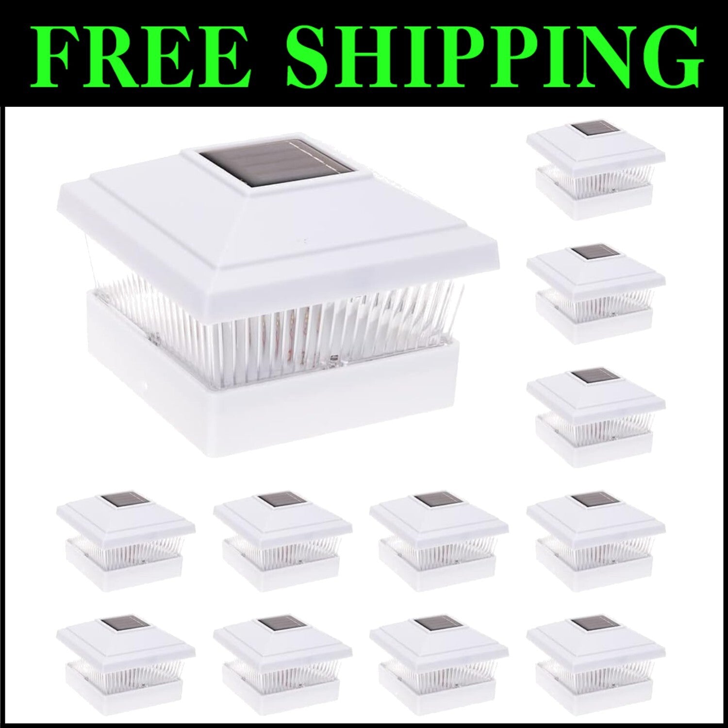 Energy Efficient 12 Pack Solar LED Pathway Lights - Classic White Design