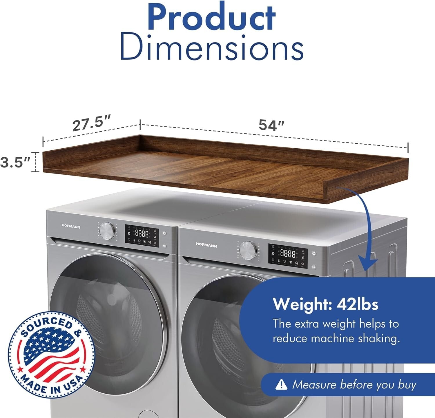 Durable Washer Dryer Counter Top with Non-Slip Pads - Perfect for Laundry Rooms
