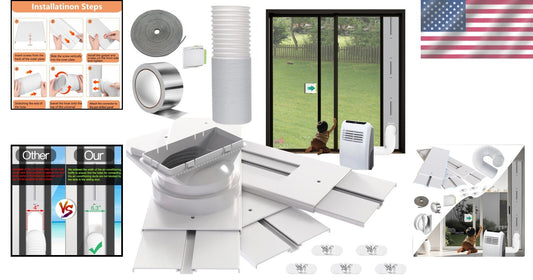 95" Sliding Door AC Vent Kit with Security Lock & Weather Stripping Solution