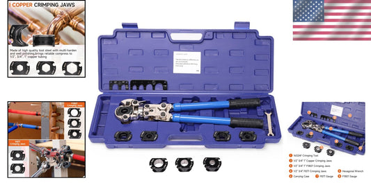 Copper Tube Fittings Crimping Tool with 1/2" - 1" Jaws for Leak-Free Connections
