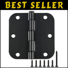 Load image into Gallery viewer, Bulk 108 Pack Matte Black Rounded Door Hinges 3.5 Inch with Installation Screws