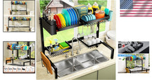 Load image into Gallery viewer, Adjustable 2-Tier Metal Dish Drying Rack with 4 Baskets - Space-Saving Solution