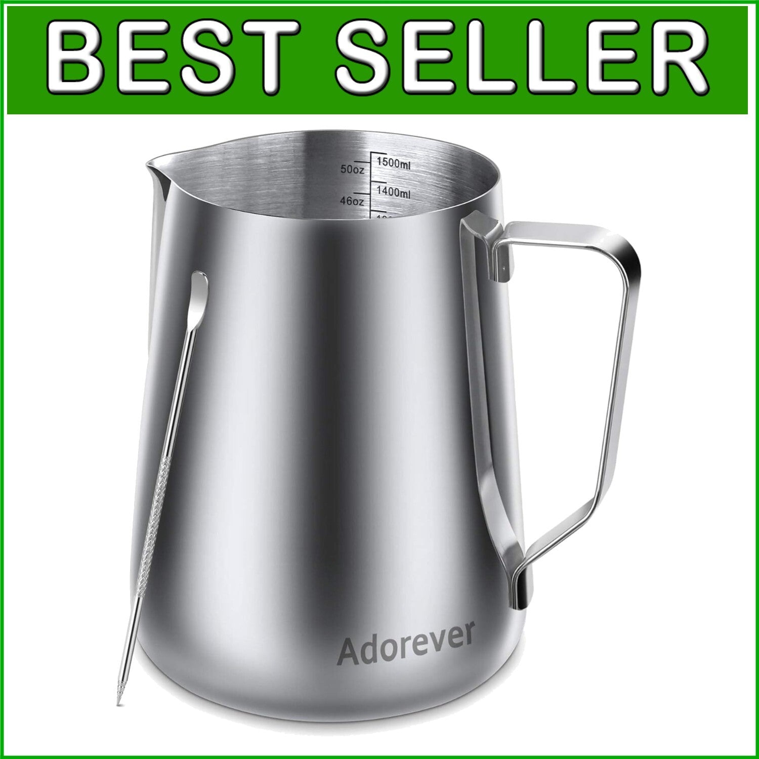50oz Heat Resistant Milk Frothing Pitcher with Ergonomic Handle - Classic Design