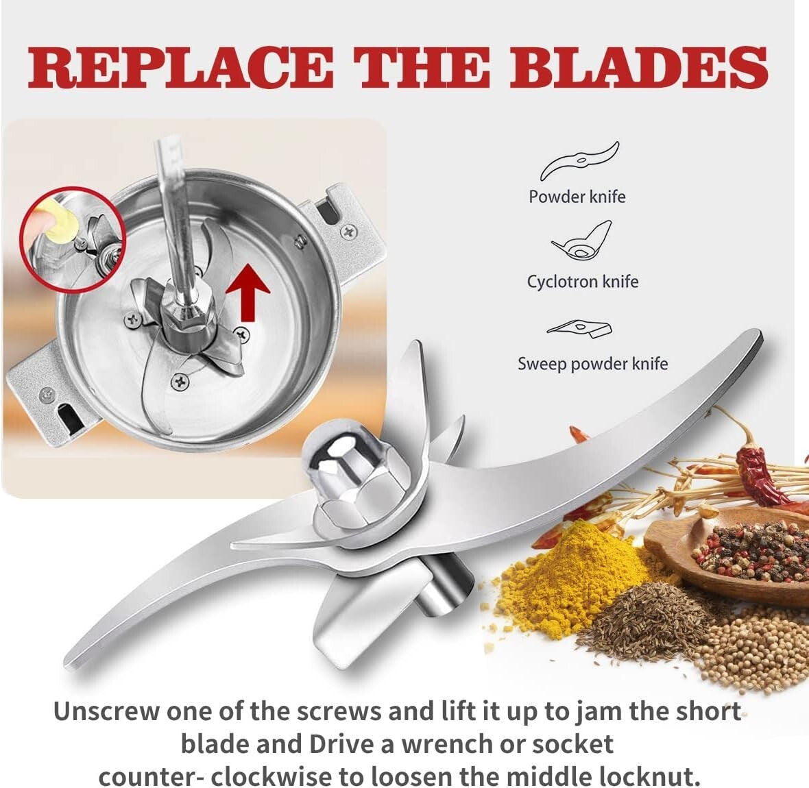 Multipurpose Electric Spice and Herb Grinder - 2000W Power for 550g Capacity