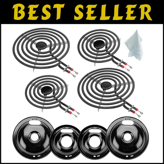 High-Quality Porcelain Drip Pan & Burner Element Set for Whirlpool/Frigidaire