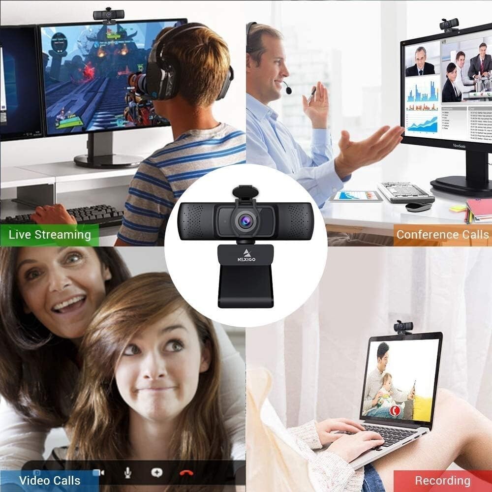 Full HD 1080P Webcam with Built-in Microphone & Auto Focus - For PC/Mac Use