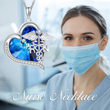 Load image into Gallery viewer, Adjustable 925 Silver Nurse Jewelry with Blue Heart - Thoughtful Gift for Nurses