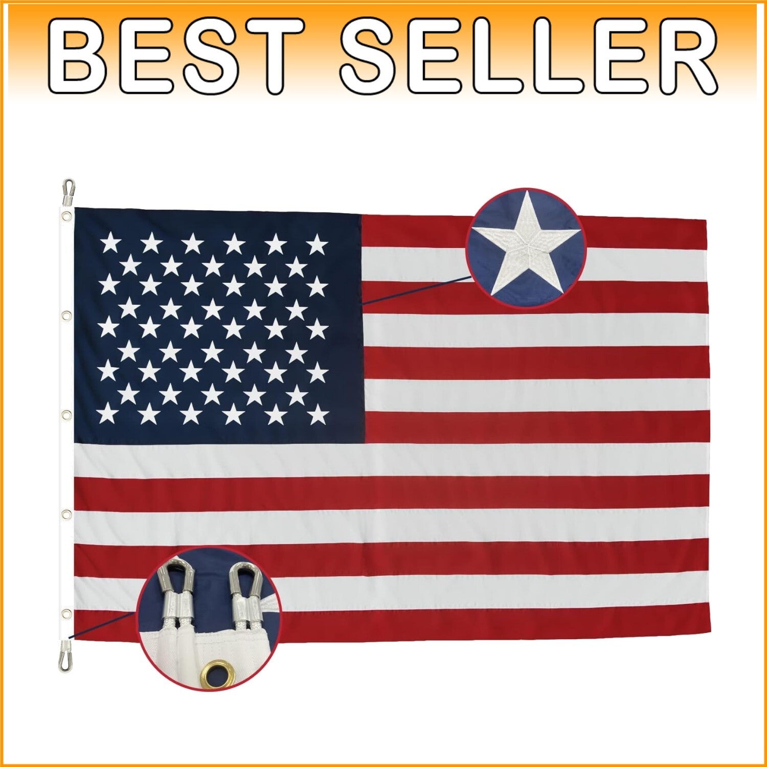 Durable 12x18 American Flag - Embroidered Stars, Perfect for Outdoor Display