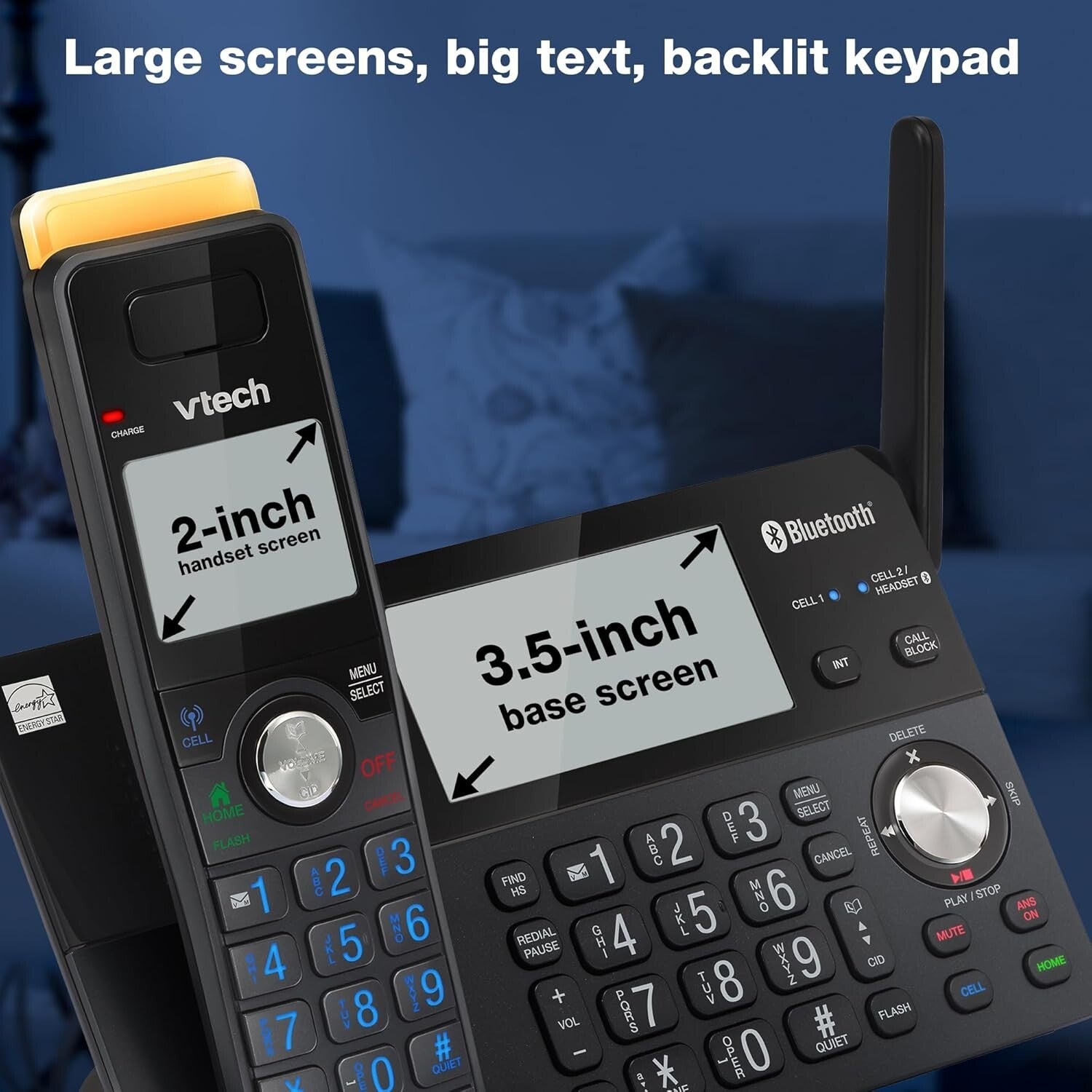 Ultimate Long Range 5-Handset DECT Phone with Bluetooth, 22 Min Answering System