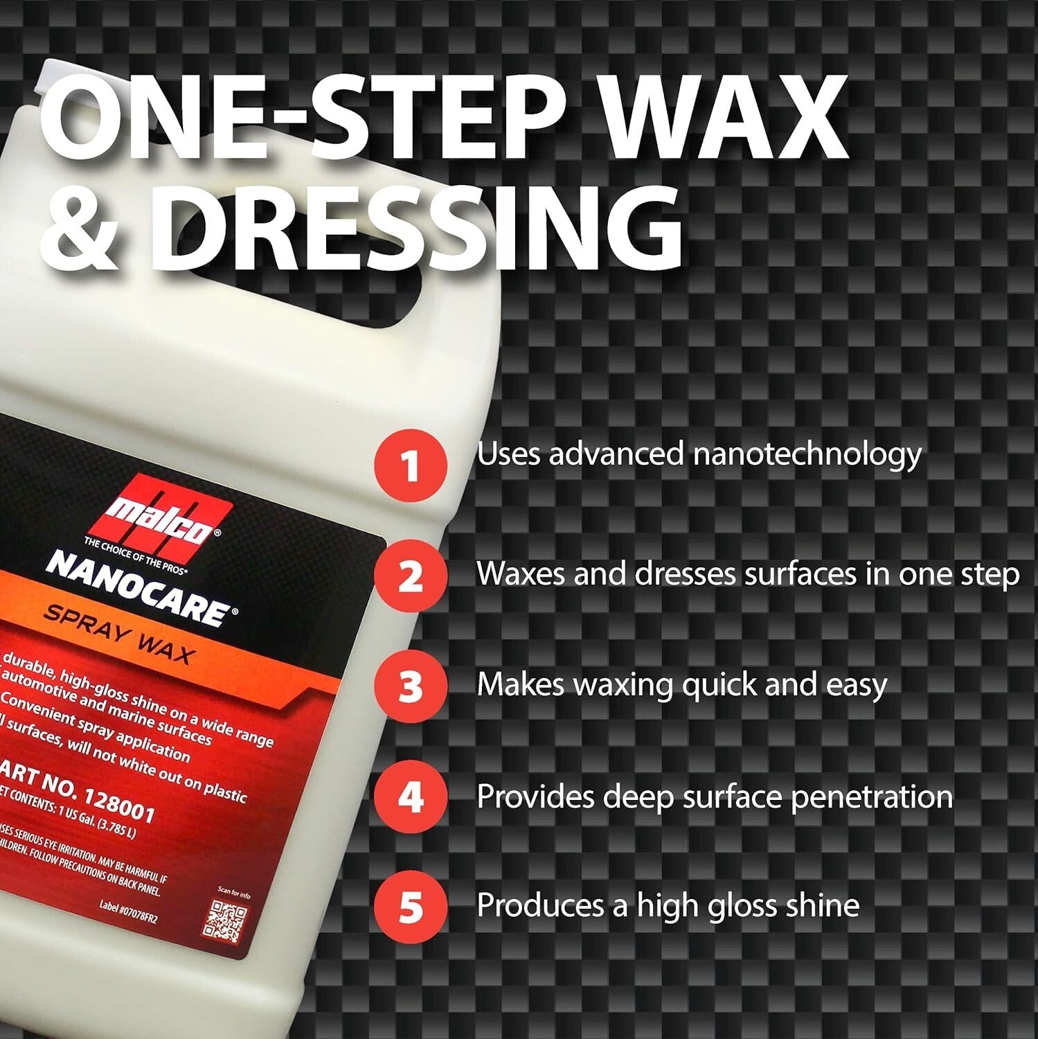 Professional Grade 2-in-1 Nano Care Spray Wax - 1 Gallon Interior & Exterior