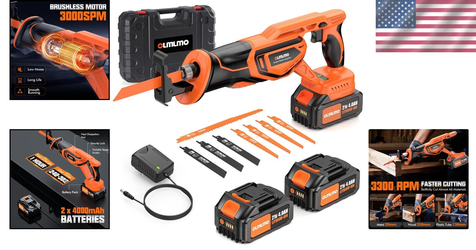 Effortless Cutting with Cordless Brushless Saw: Includes 8 Blades & Fast Charger