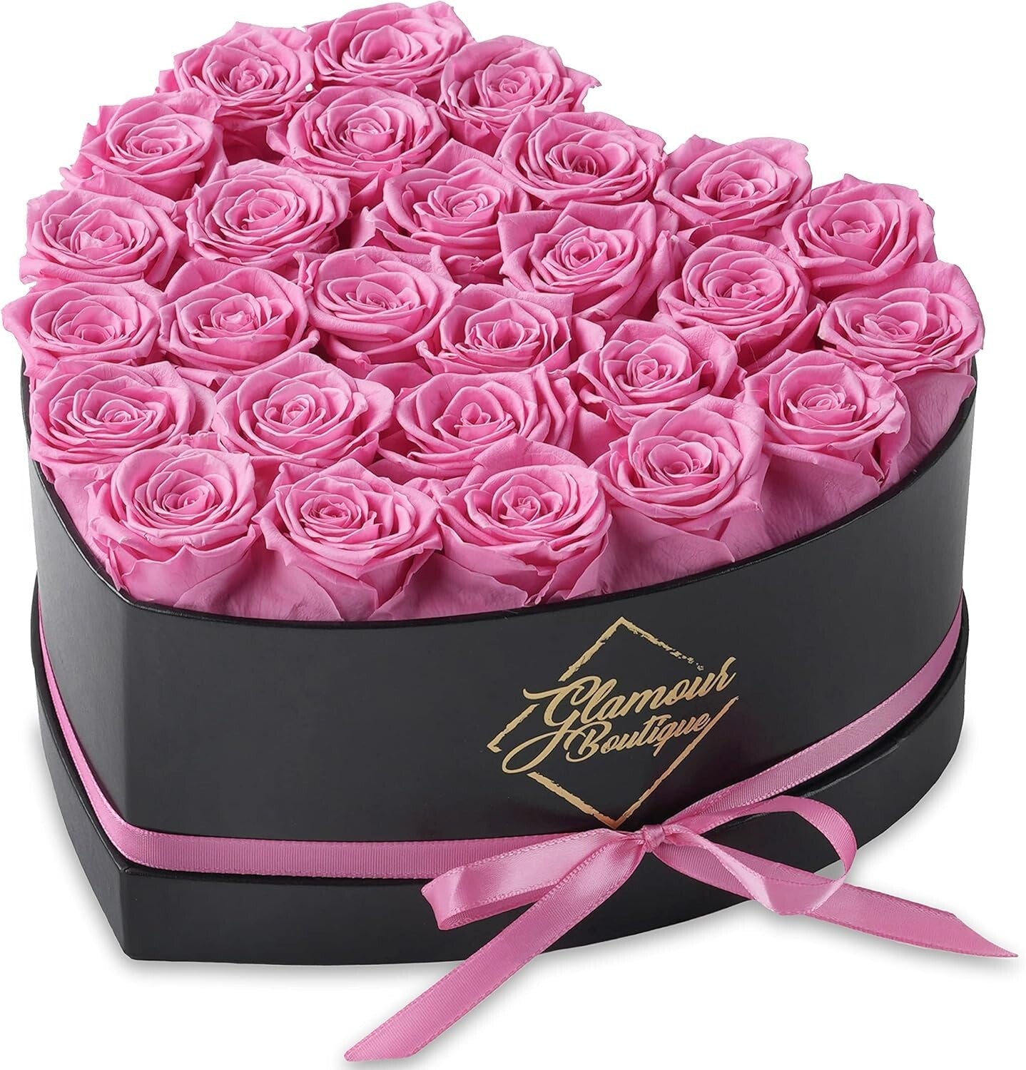 Luxurious 27 Pink Roses Forever Gift in Heart-Shaped Box - Stunning Home Decor