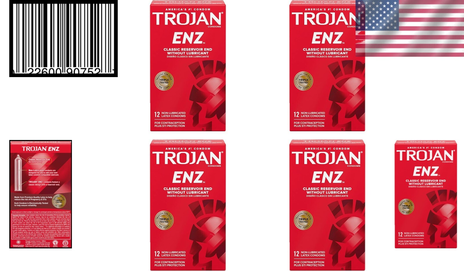 Premium Quality Non-Lubricated Latex Condoms - 12 ct x 4 Pack for Intimate Care