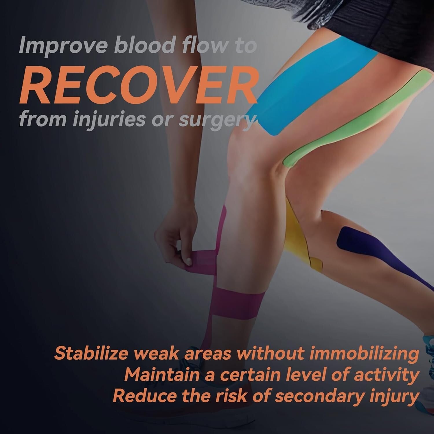 12 Rolls of Kinesiology Tape in Rainbow Colors - Support & Recovery Muscle Tape