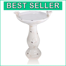 Load image into Gallery viewer, 25" Antique Ceramic Birdbath with Bird Figurines - Rustic Outdoor Décor
