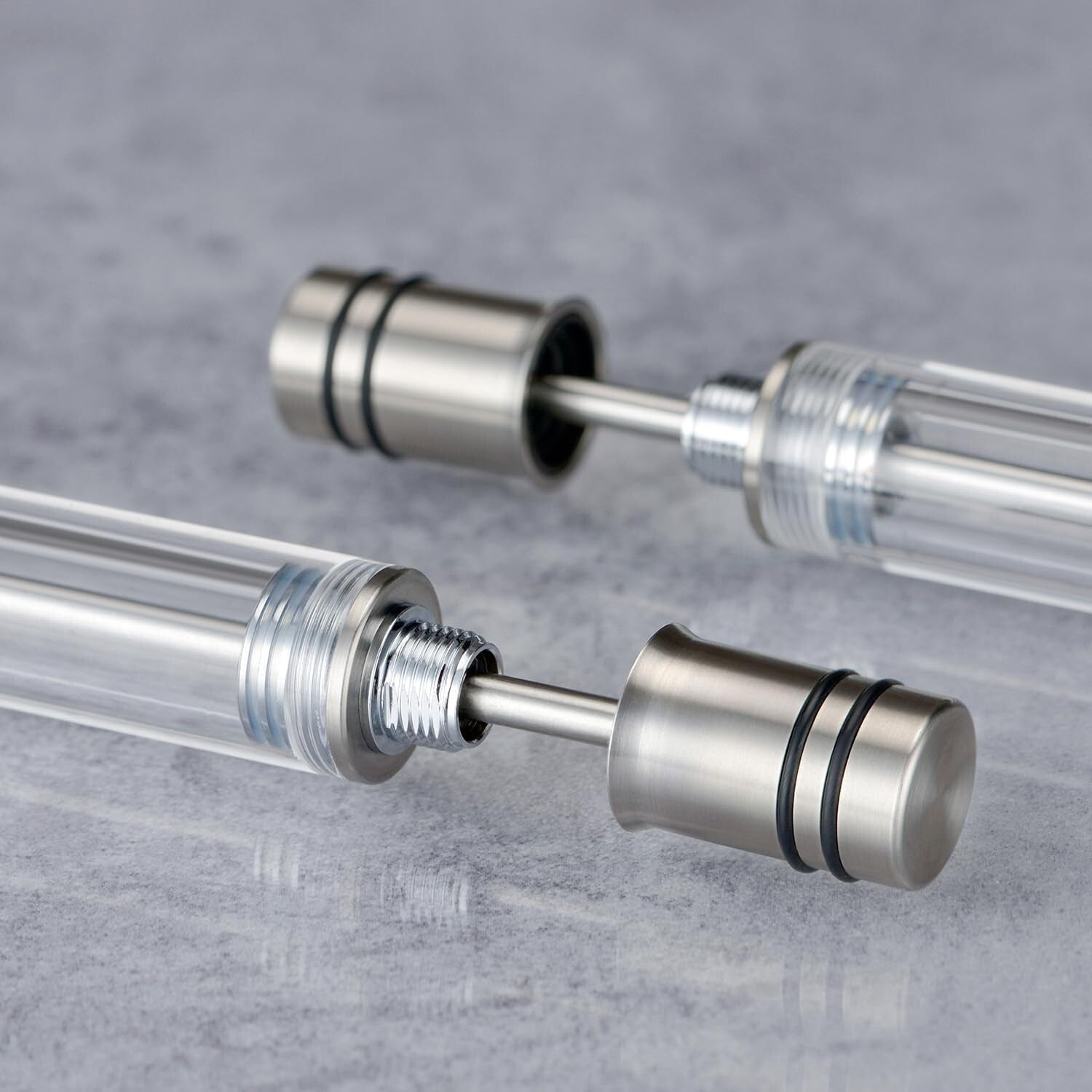 Elegant Clear Acrylic and Titanium Fountain Pen with Extra Fine Writing Tip