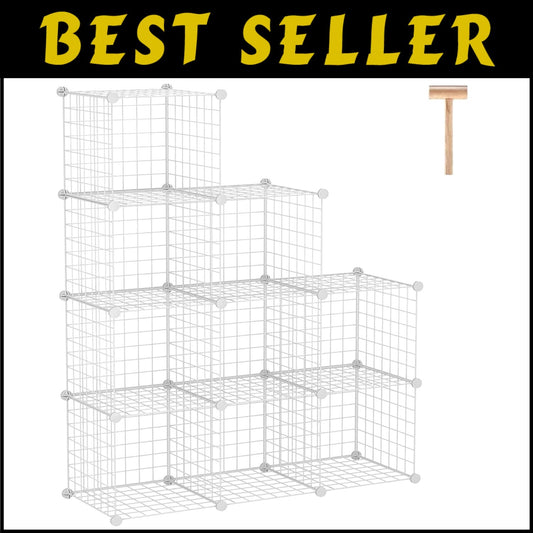 Elegant 9-Cube Wire Storage Organizer - Modern, Sturdy & Versatile Solution
