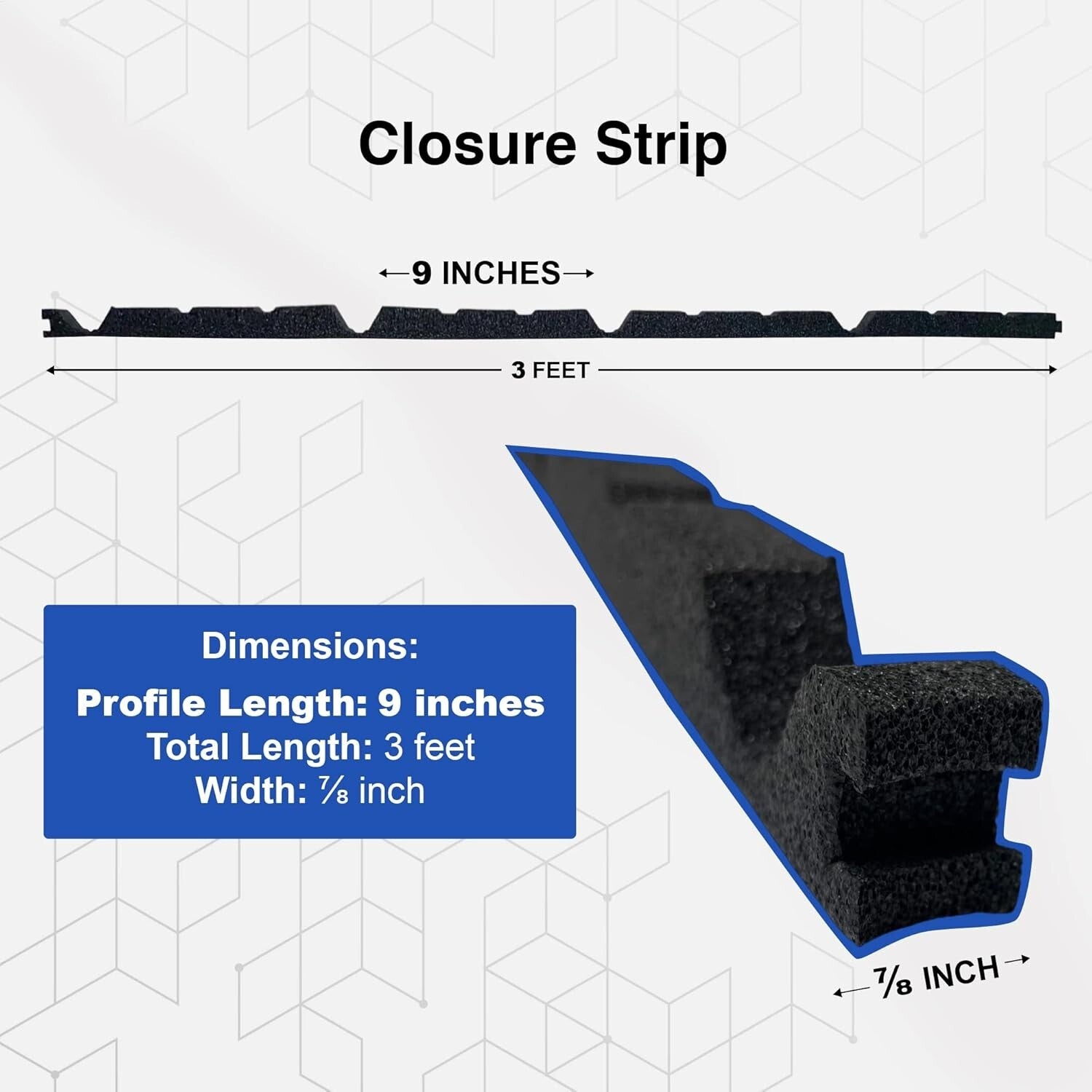 Interlocking 9" Foam Closure Strips for Metal Roofing - 100 Pack, Easy Install