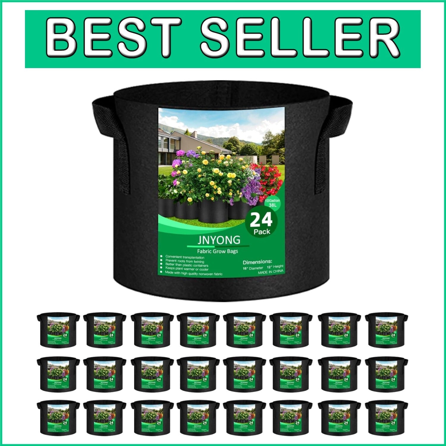 Stylish & Versatile 10 Gallon Fabric Grow Bags - Ideal for Indoor & Outdoor Use