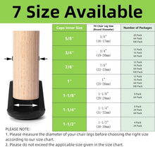 Load image into Gallery viewer, 64-Pack Non-Slip Rubber Chair Leg Caps - 3/4" Inner Diameter, Floor Protectors