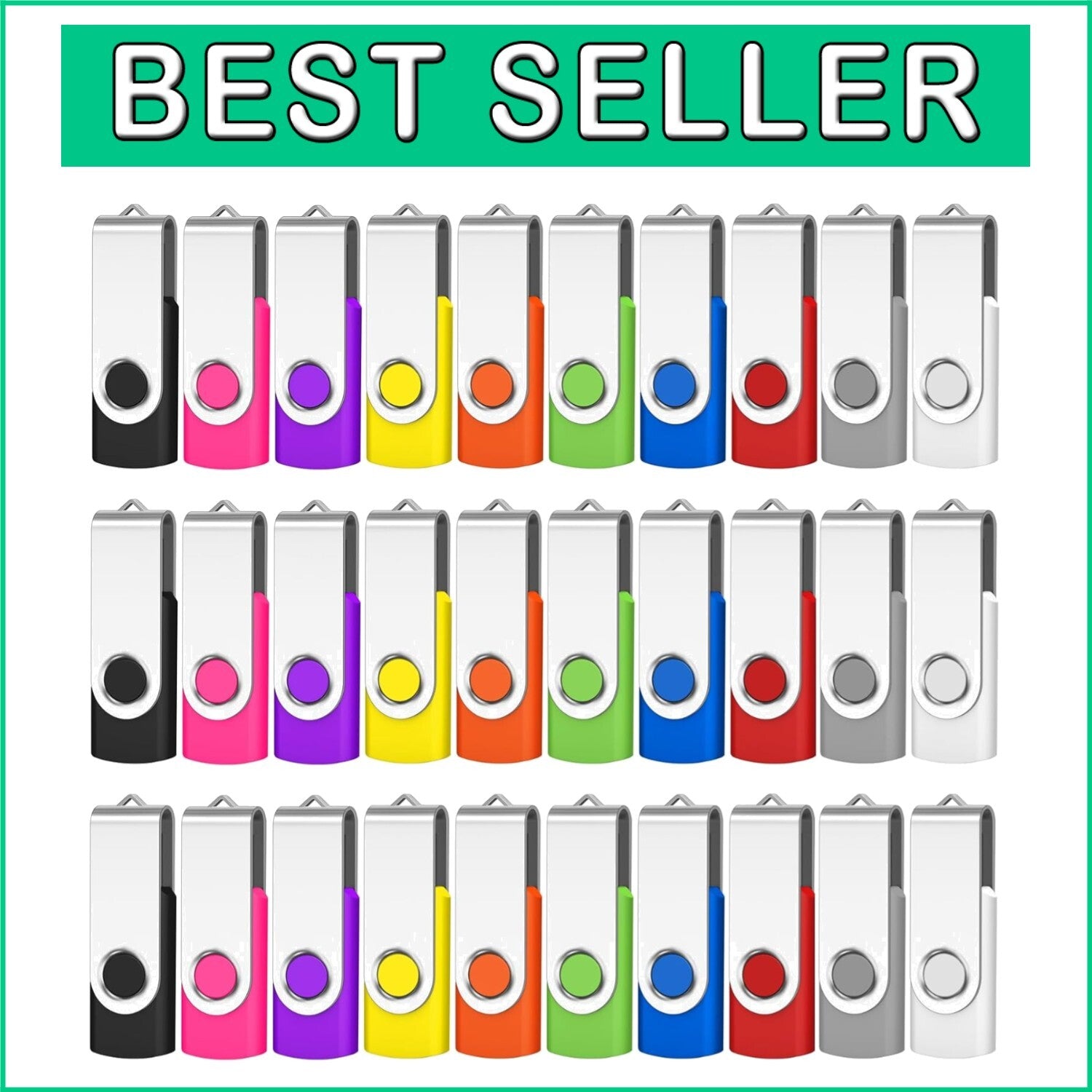 128MB USB 2.0 Flash Drive - 50 Pack Durable Swivel Design with Lanyards Included