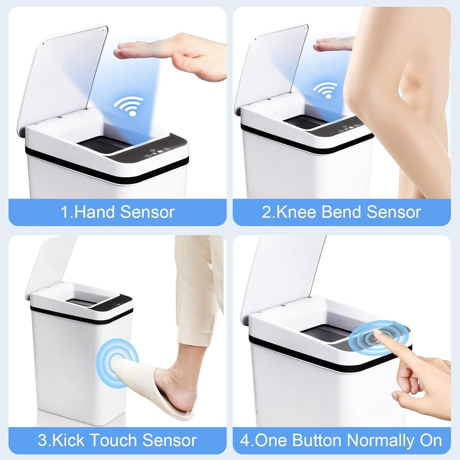 Sleek Touchless Trash Can 2.2 Gallon - Quiet, Leakproof & Stylish 3 Pack