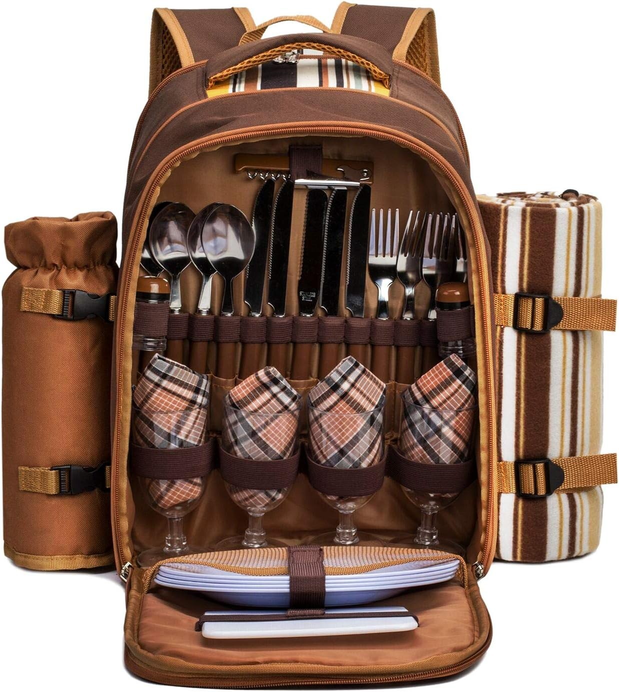 All-in-One Picnic Backpack with Waterproof Blanket & Essential Dining Set