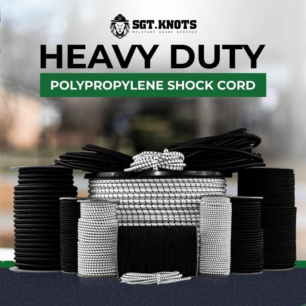 Durable Polypropylene Bungee Shock Cord 1/8" x 500ft - Marine Grade Elastic Rope