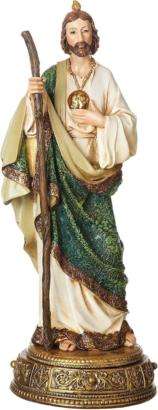 St. Jude Figure on Base - 10.75" Elegant Resin Statue for Home & Office Decor