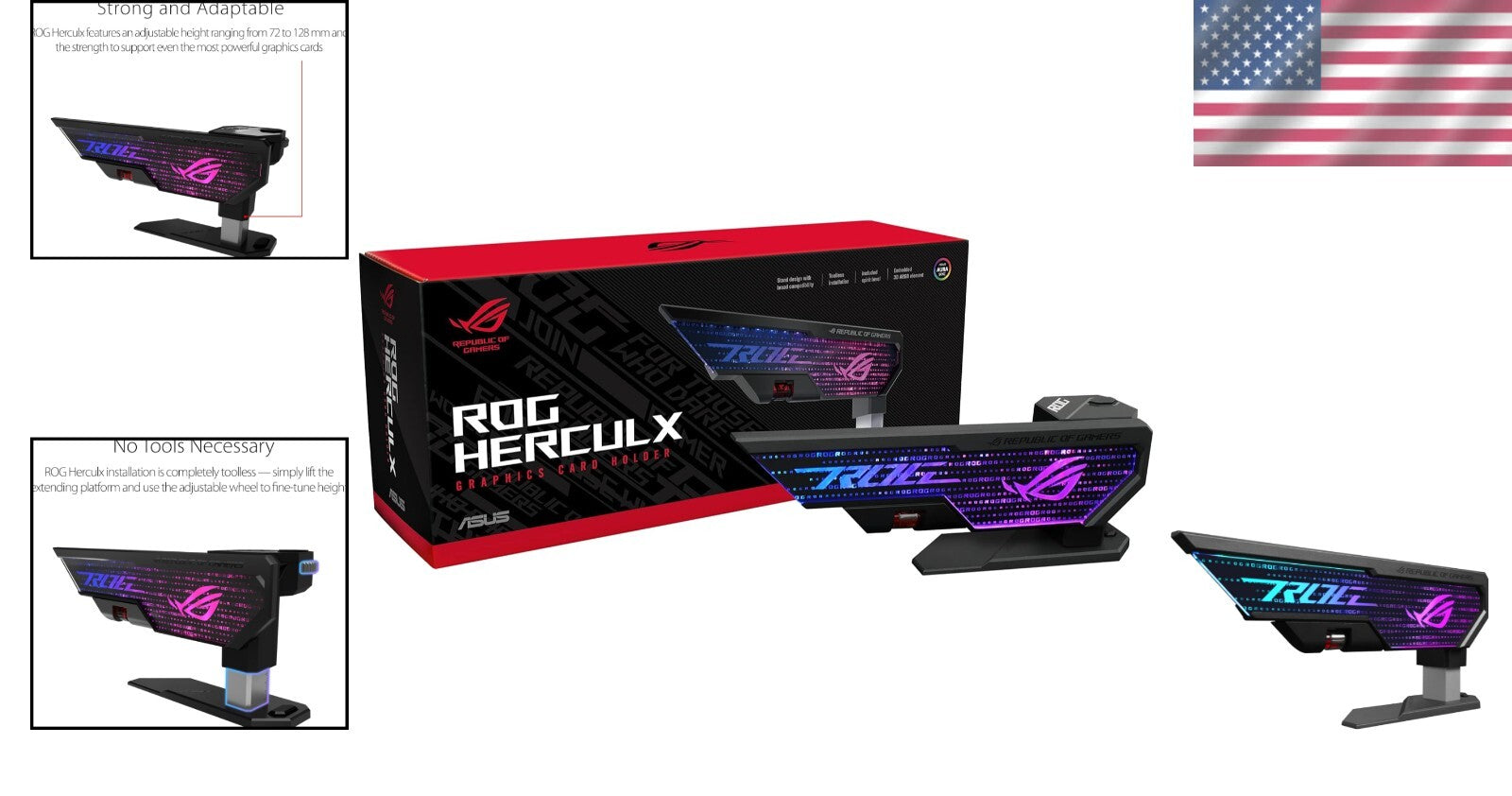 Durable Zinc Alloy Graphics Card Holder with Spirit Level & Adjustable Height