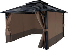 Load image into Gallery viewer, Universal Fit Gazebo Curtains 10' x 12' - Brown &amp; Coffee with Easy Zipper Access