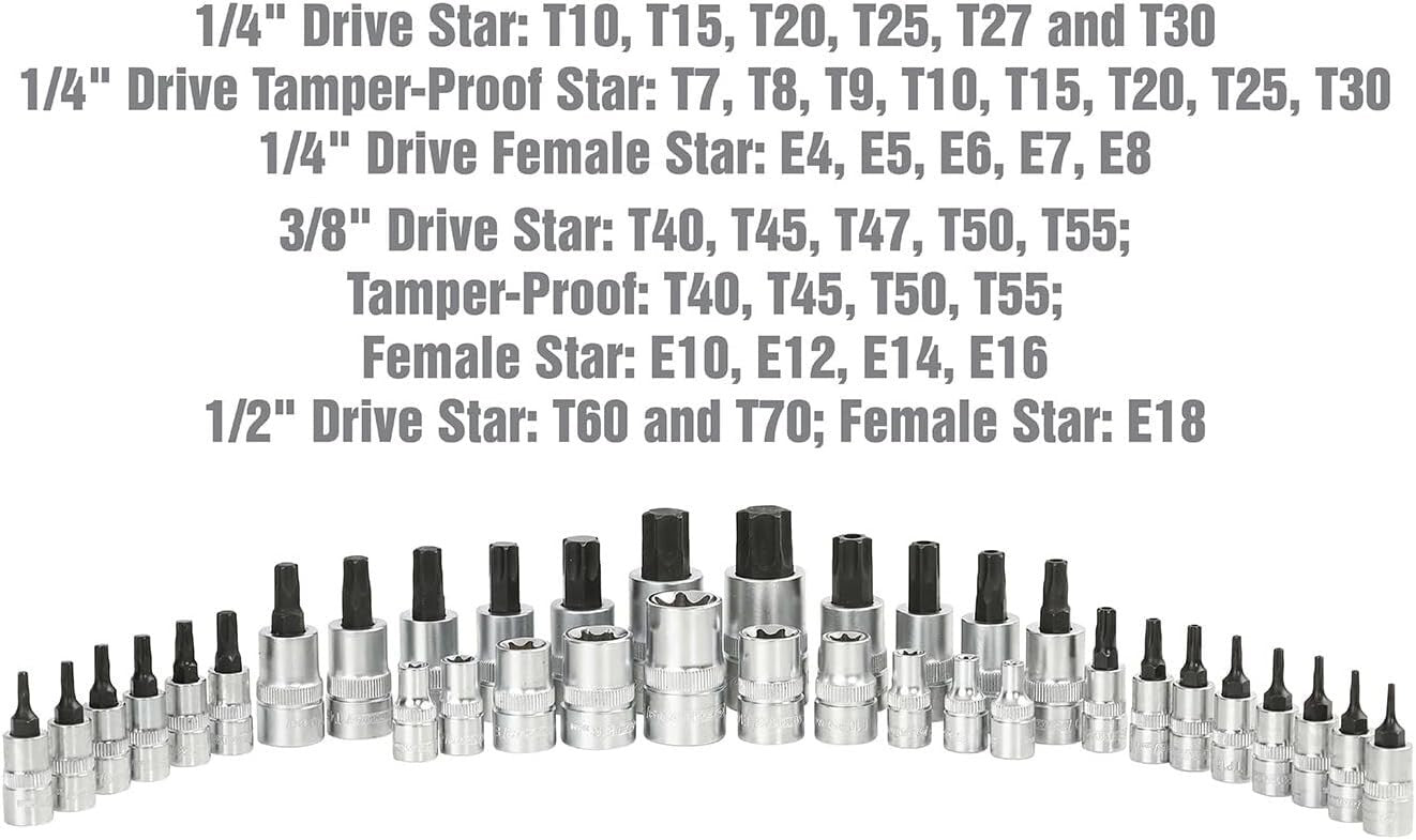 35 Piece Multi-Drive Star Socket Set with EVA Foam Organizer - No-Slip Design